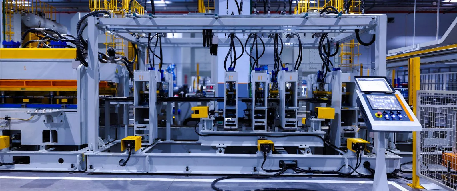 Automated production line with an operator touch panel