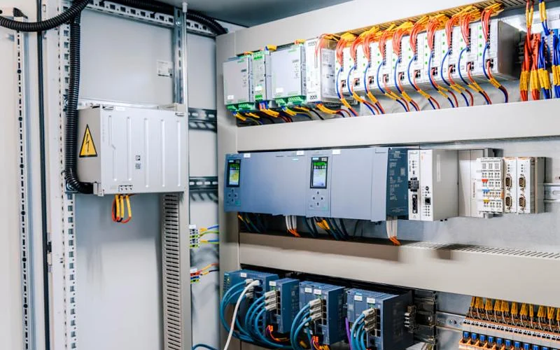 PLC control panel built and wired in the workshop