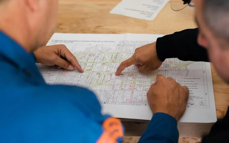 Engineers reviewing a client's drawing and requirement